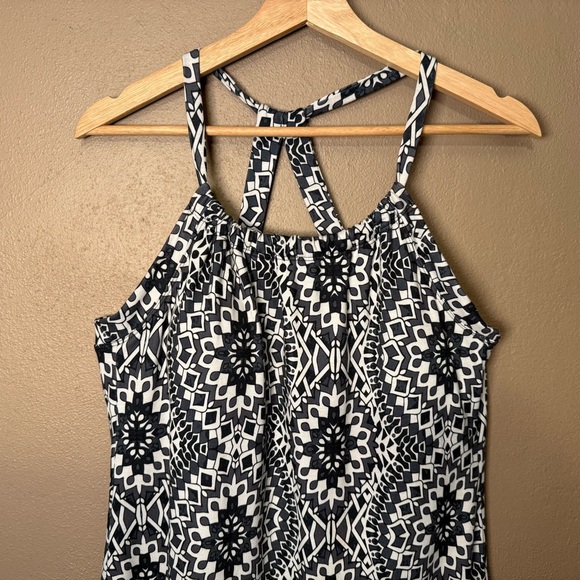 prAna Cali Dress Black & White Kaleidoscope Geometric Print Size XL Racerback - Picture 5 of 16